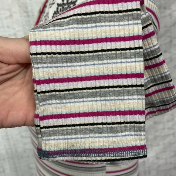 NWT Large Free People Put A Stripe On It Thong Bodysuit Vneck Long Sleeves - Picture 6 of 15